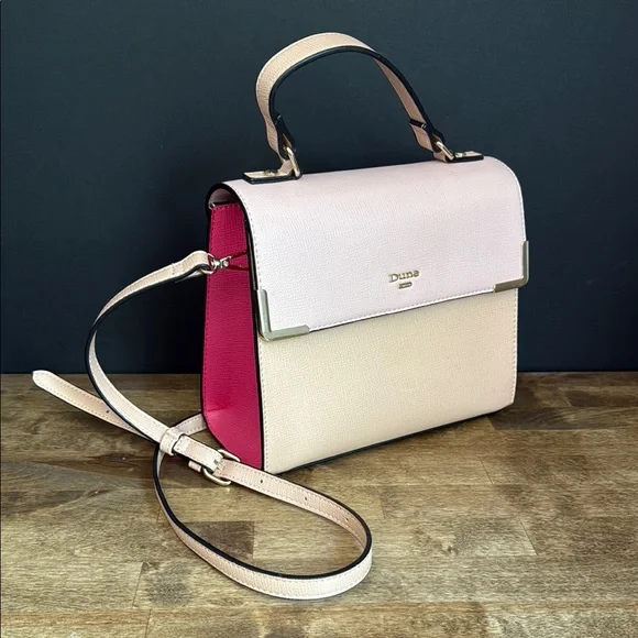 Dune London Pink and Cream Women's Purse with Crossbody Strap - Picture 1 of 9